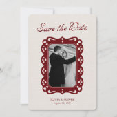Save The Date Burgundy photo retro lace  (Devant)
