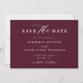 Save The Date Burgundy QR code simple elegant wedding (Devant)