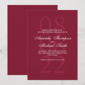 Save The Date Burgundy Red Elegant Wedding Enregistrer la date (Devant / Derrière)