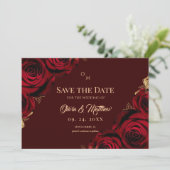 Save The Date  Burgundy Roses Floral Marsala Wedding (Debout devant)