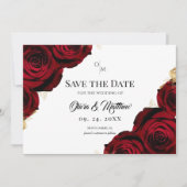 Save The Date  Burgundy Roses Floral Rustic Wedding (Devant)