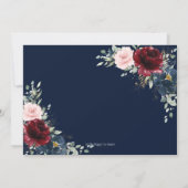 Save The Date Burgundy Rouge Bleu Bleu Floral Mariage (Dos)