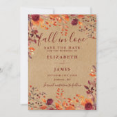 Save The Date Burgundy Rustic Automne Mariage photo (Devant)