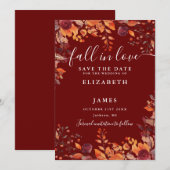 Save The Date Burgundy Rustic Fall Autumnal Floral Wedding (Devant / Derrière)