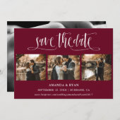 Save The Date Burgundy Script Mariage Photo Enregistrer La Date (Devant / Derrière)