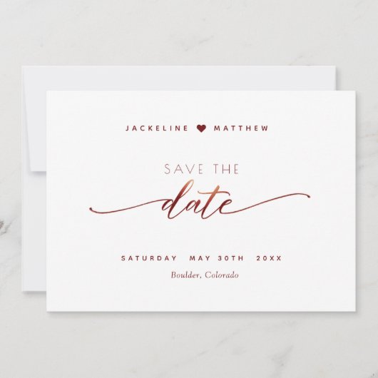 Save The Date Burgundy Script Simple Timbre Mariage Enregistrer  (Devant)
