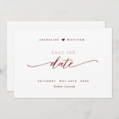 Save The Date Burgundy Script Simple Timbre Mariage Enregistrer  (Devant / Derrière)