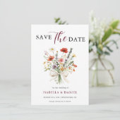 Save The Date Burgundy Wedding Floral (Debout devant)