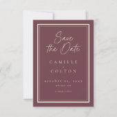 Save The Date Burgundy Wine Minimalist Frame Wedding (Devant)