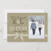 Save The Date Burlap and Bow Rustic Country Enregistrer la date (Devant)