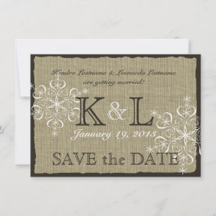 Save The Date Burlap et Snowflakes Enregistrer la date