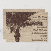 Save The Date Burlap Palm Tree Brown Enregistrer la date annonce (Devant / Derrière)