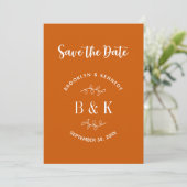Save The Date Burnt Orange Floral Mariage Nom du couple (Debout devant)