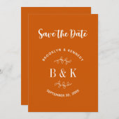 Save The Date Burnt Orange Floral Mariage Nom du couple (Devant / Derrière)