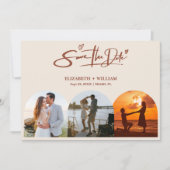 Save The Date Burnt Orange Photo QR Code Mariage élégant (Devant)