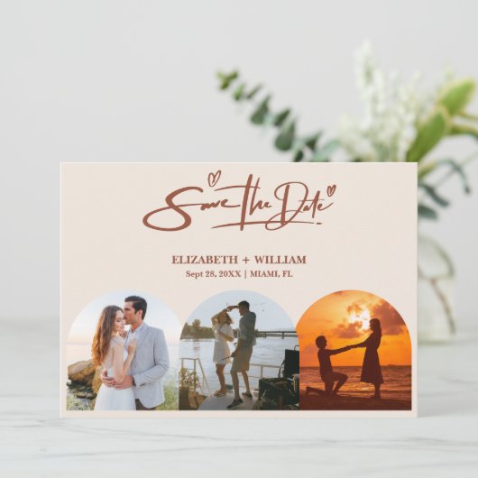 Save The Date Burnt Orange Photo QR Code Mariage élégant (Debout devant)