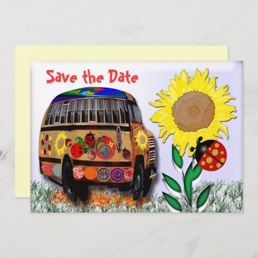 Save The Date Bus Ladybug (Devant / Derrière)