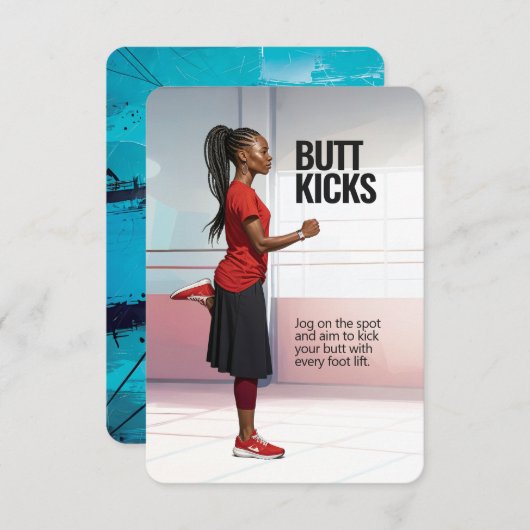 Save The Date Butt Kicks Fitness Card with Blue Backing (Devant / Derrière)