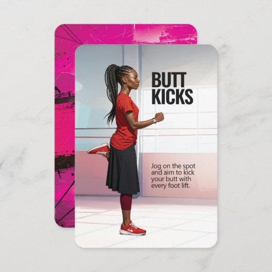 Save The Date Butt Kicks Fitness Card with Pink Backing (Devant / Derrière)
