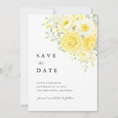 Save The Date Butter Yellow Ivory Floral Wedding (Devant)