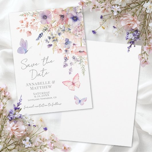 Save The Date Butterfly Wildflower Wedding