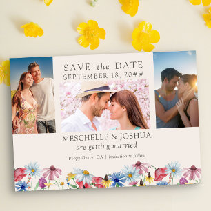 Save The Date Cabane de mariage aux fleurs sauvages Floral 3 Pho