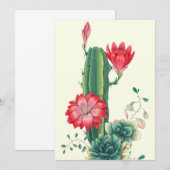 Save The Date Cactus avec fleurs (Devant / Derrière)
