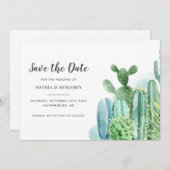 Save The Date Cactus botaniques Aquarelle Mariage Succulent (Devant / Derrière)