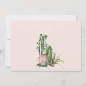 SAVE THE DATE CACTUS DE DÉSERT À FLEURS ROSES GRIS FEUILLAGE AÉQ (Dos)