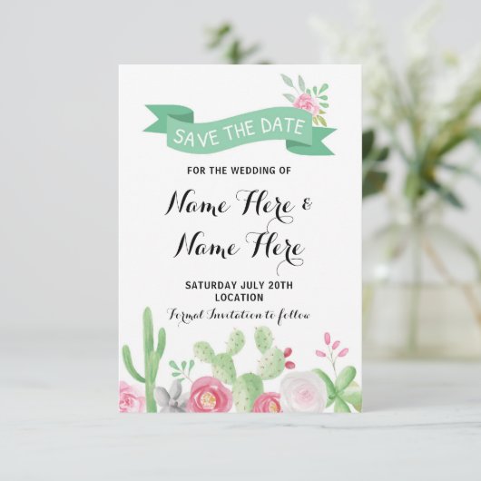 Save The Date Cactus Enregistrer La Date Mariage Fête Fiesta Car (Debout devant)