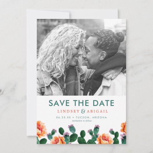 Save The Date Cactus et fleurs Enregistrer la date (Devant)