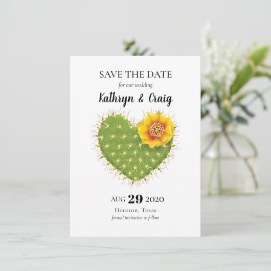 Save The Date Cactus Heart Enregistrer la date (Debout devant)