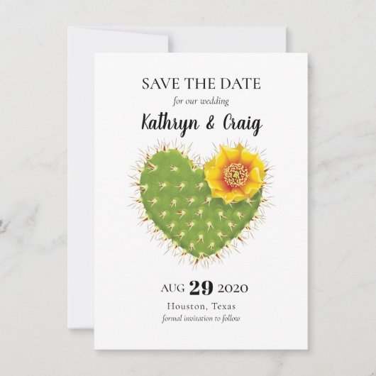 Save The Date Cactus Heart Enregistrer la date (Devant)