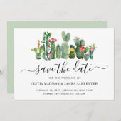 Save The Date Cactus moderne Cactus Cactus Succulent Floral Mari (Devant / Derrière)