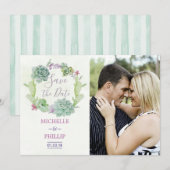 Save The Date Cactus Succulent Mariage Enregistrer la Date (Devant / Derrière)