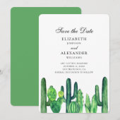 Save The Date Cactus vert, sauvez la date. Cactus de mariage d'é (Devant / Derrière)