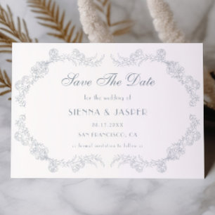 Save The Date Cadeau de mariage botanique bleu poussiéreux