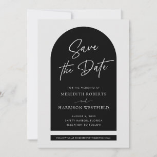 Save The Date Cadre Arc Chic Design Script Mariage noir