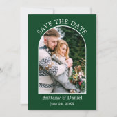 Save The Date Cadre Arc moderne photo vert (Devant)