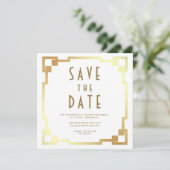 Save The Date Cadre Art Déco Blanc Or Mariage Code QR (Debout devant)