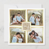 Save The Date Cadre Art Déco Blanc Or Mariage Code QR (Dos)
