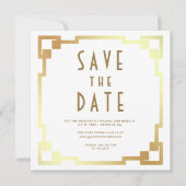 Save The Date Cadre Art Déco Blanc Or Mariage Code QR (Devant)