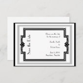 Save The Date Cadre Art déco en argent noir blanc Enregistrer la (Devant / Derrière)
