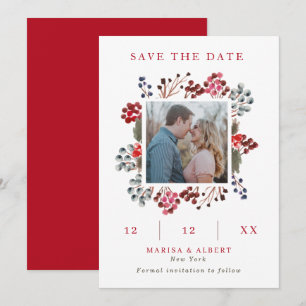 Save The Date Cadre Berry Hiver Photo Mariage Enregistrer La Dat