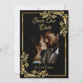 Save The Date Cadre coeur, photo et or en noir (Devant)