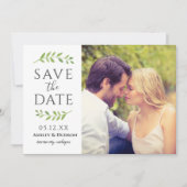Save The Date Cadre dans la verdure Photo Mariage Blanc (Devant)