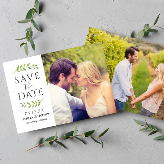 Save The Date Cadre dans la verdure Photo Mariage Blanc