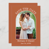 Save The Date Cadre d'arc moderne photo Burning Orange (Devant / Derrière)
