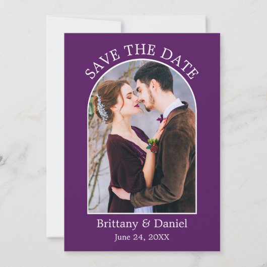 Save The Date Cadre d'arc moderne photo violet (Devant)