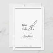 Save The Date Cadre de bordure noir blanc romantique écriture sc (Devant)